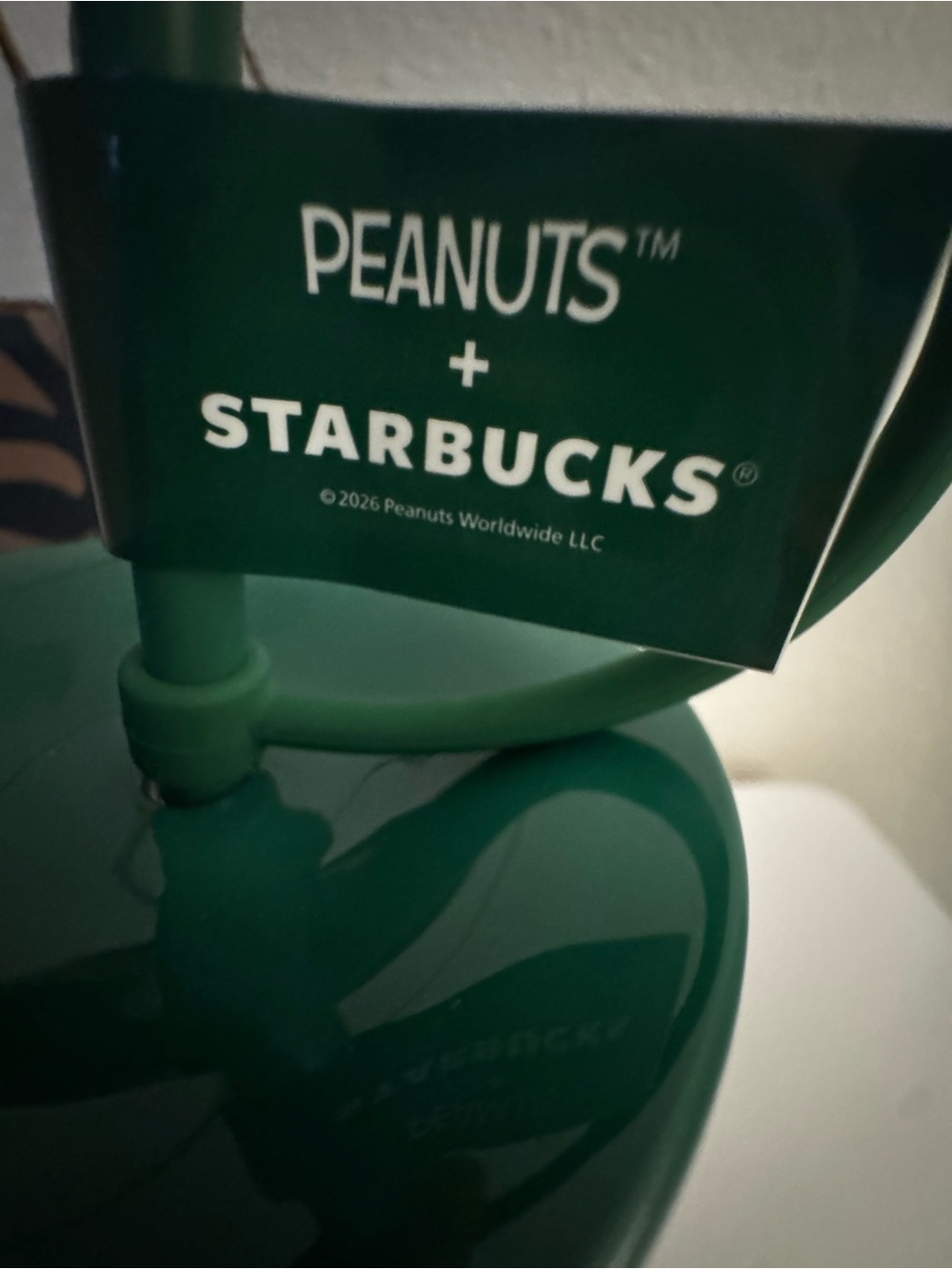 Starbucks Clear Peanuts Fall Tumbler with Green Lid and Orange Leaf Accents - Picture 5 of 5